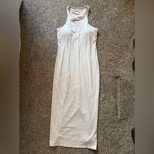 Athleta Viral Rib Dress w built in bra. Cream Maxi Dress
